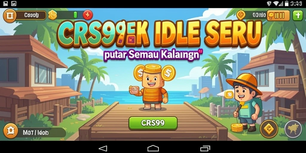Tampilan gameplay seru CRS99 yang menampilkan kemajuan dan karakter unik.