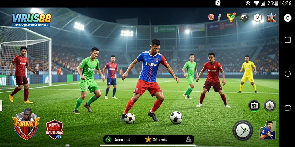 Tampilan gameplay menarik dari VIRUS88 dalam pertandingan sepak bola.